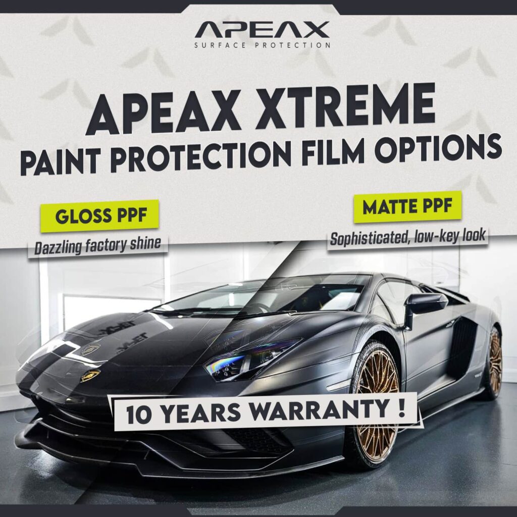 APEAX là thương hiệu phim bảo vệ sơn ô tô uy tín của Mỹ, chất lượng cao với công nghệ TPU tự phục hồi vết xước.