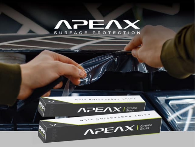 Phim bảo vệ sơn xe ô tô APEAX: Công nghệ TPU, độ dày 7,5 mil, bảo vệ sơn xe và kháng hóa chất, chống ố vàng màu sơn vượt trội.