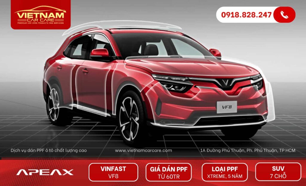 Báo giá dán PPF xe điện Vinfast VF8 (gợi ý)