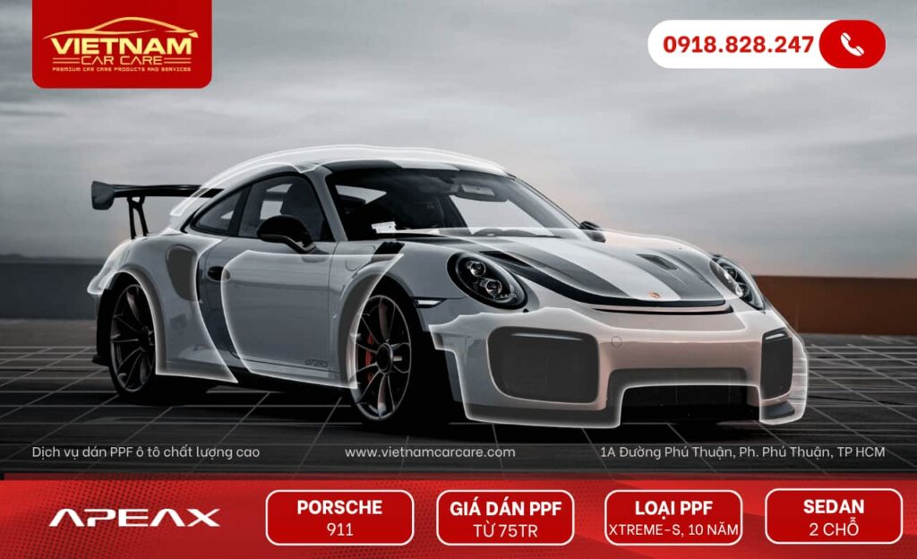 Bảng báo giá dán PPF Porsche 911 (gợi ý)