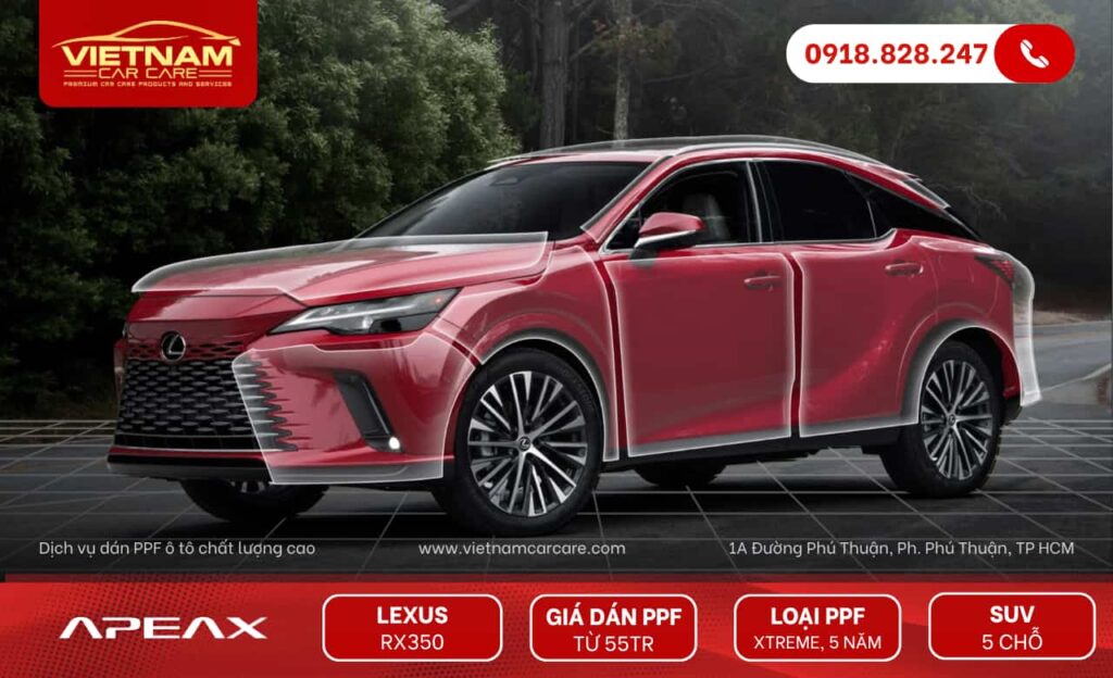 Báo giá dán PPF ô tô Lexus RX350 (gợi ý)