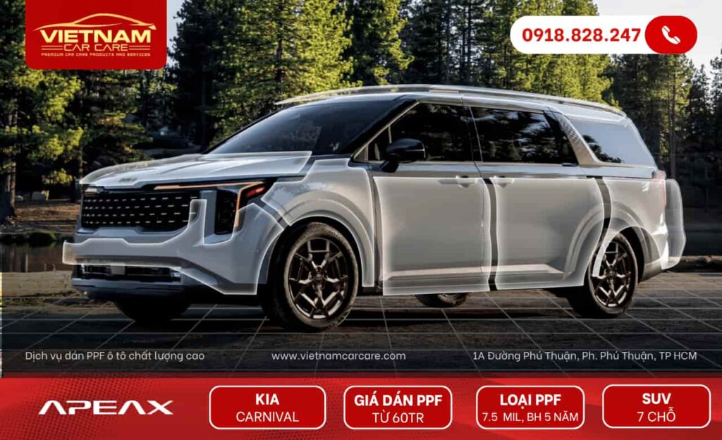 Báo giá dán PPF ô tô Kia Carnival (gợi ý)