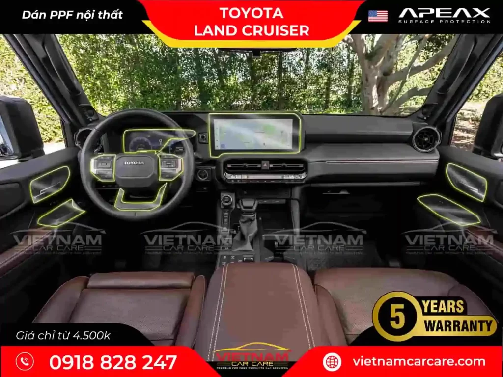 Phim dán PPF cắt sẵn dành cho nội thất Toyota Land Cruiser.