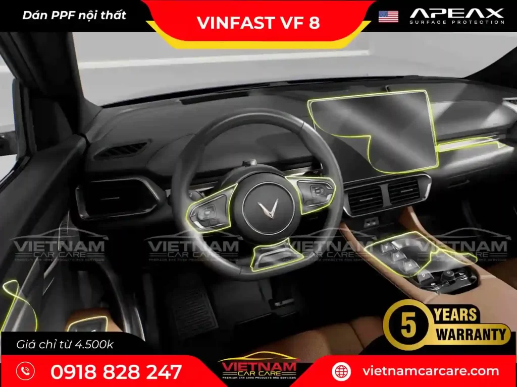 Phim dán PPF nội thất Apeax cho VinFast VF8
