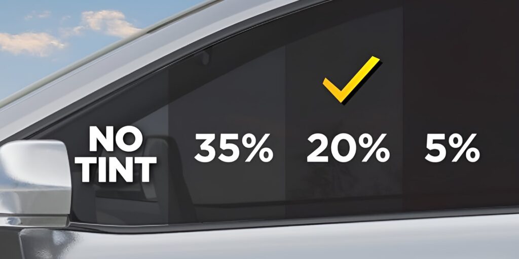 Độ xuyên sáng phim của phim cách nhiệt ô tô từ 30-50% thường dán ở vùng kính sườn trước. Ảnh minh hoạ.