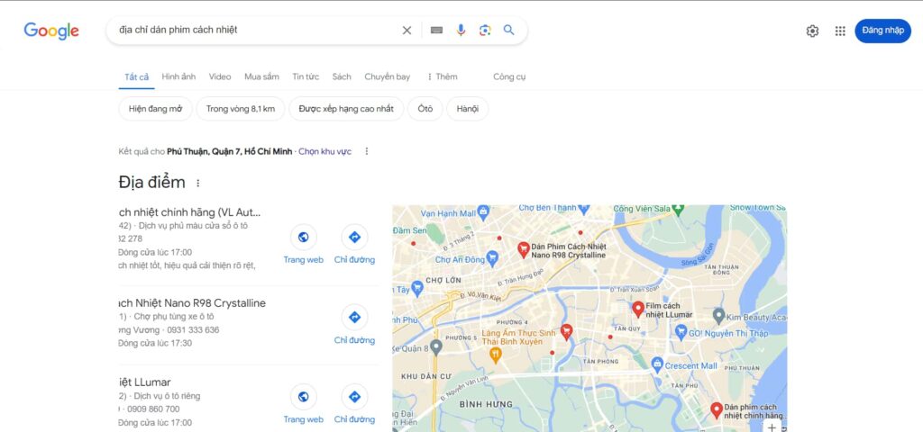 Bạn có thể tìm kiếm trên thanh công cụ GOOGLE SEARCH với những từ khoá dán phim cách nhiệt mà chúng tôi gợi ý.