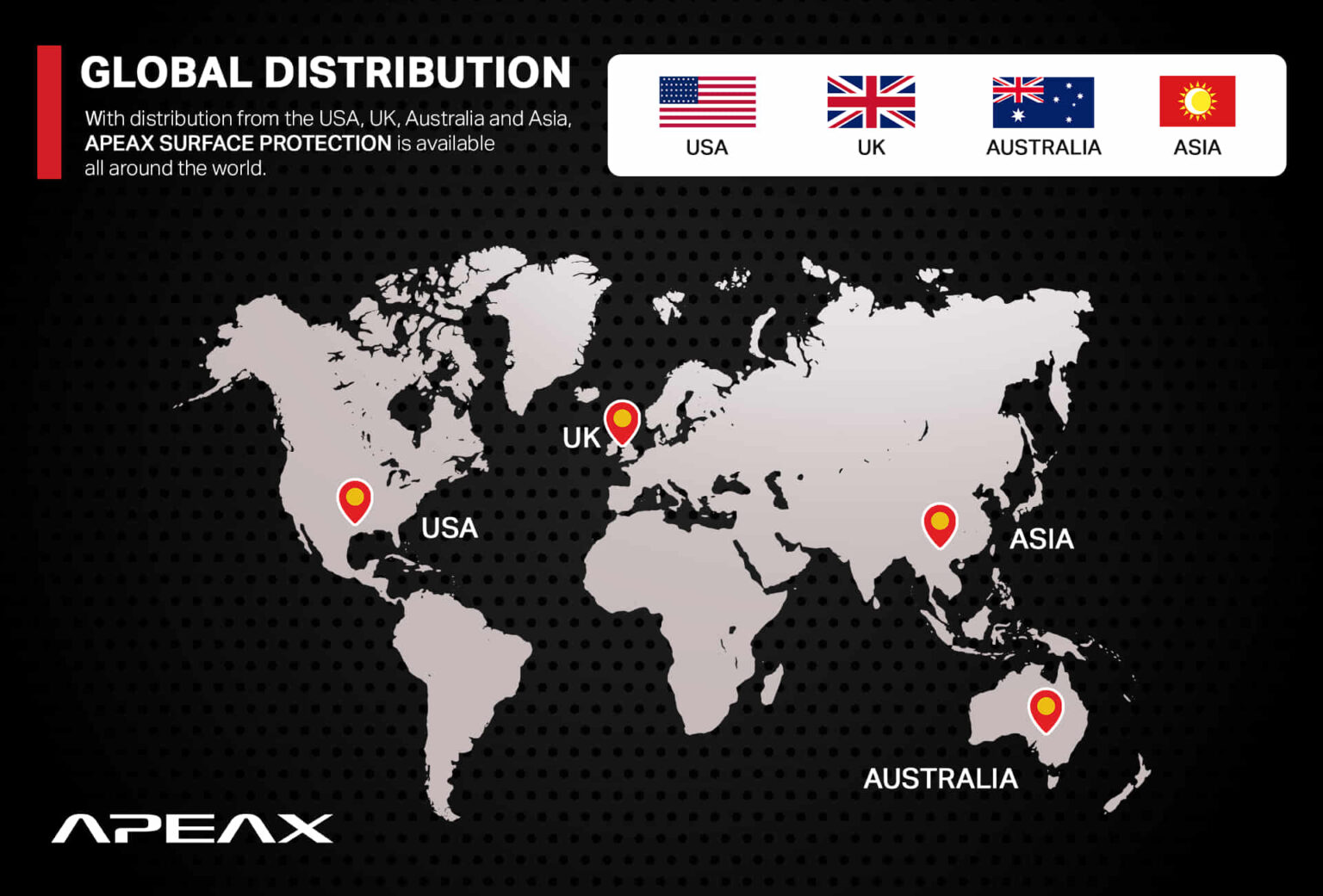 Quy mô thị trường PPF của thương hiệu APEAX rộng khắp thế giới.