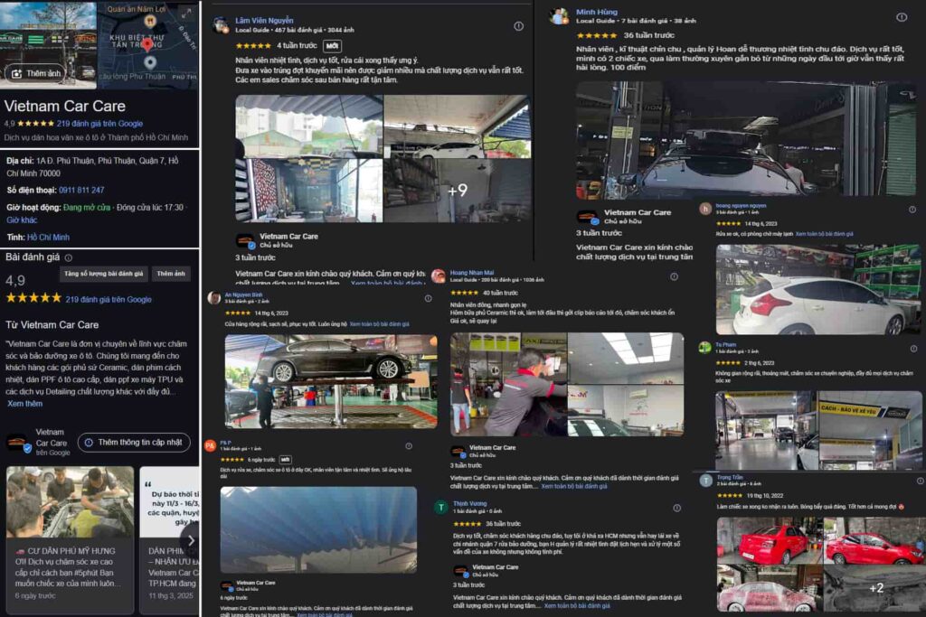 Đánh giá tích cực từ phía khách hàng tại Vietnam Car Care trên Google Maps