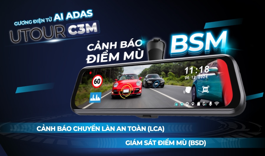 Tăng cường khả năng quan sát các điểm mù với các cảnh báo từ gương điện tử AI thông minh.