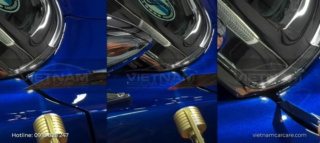 Hơ nóng dao PPF và áp sát vào góc dán sẽ giúp PPF co giãn ra, dễ dàng định hình lại phim.