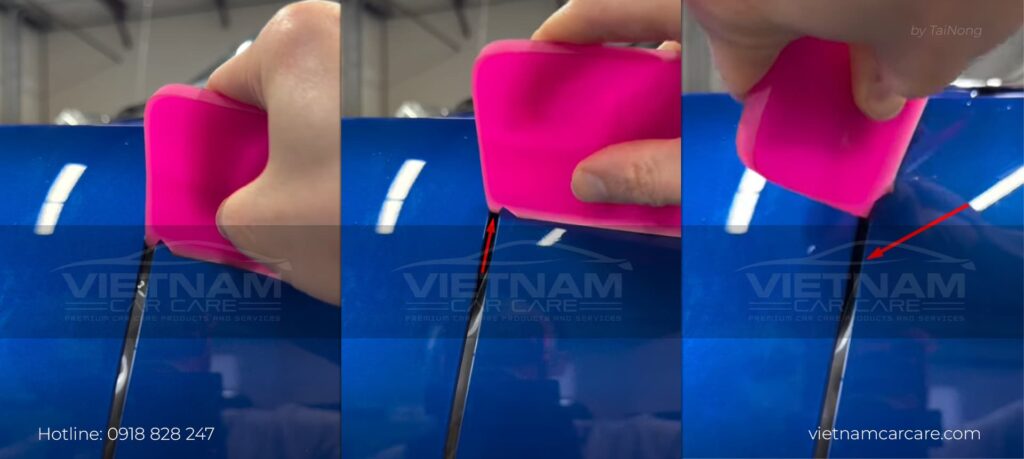 Khuyến khích đục góc chữ V và mài mòn chúng (để tránh tạo răng cưa trên mép PPF).